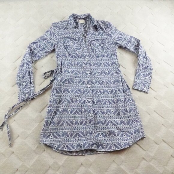 Levi's Shirt Dress Womens Extra Small Long Sleeve Western Southern Print Cowgirl - Picture 1 of 14